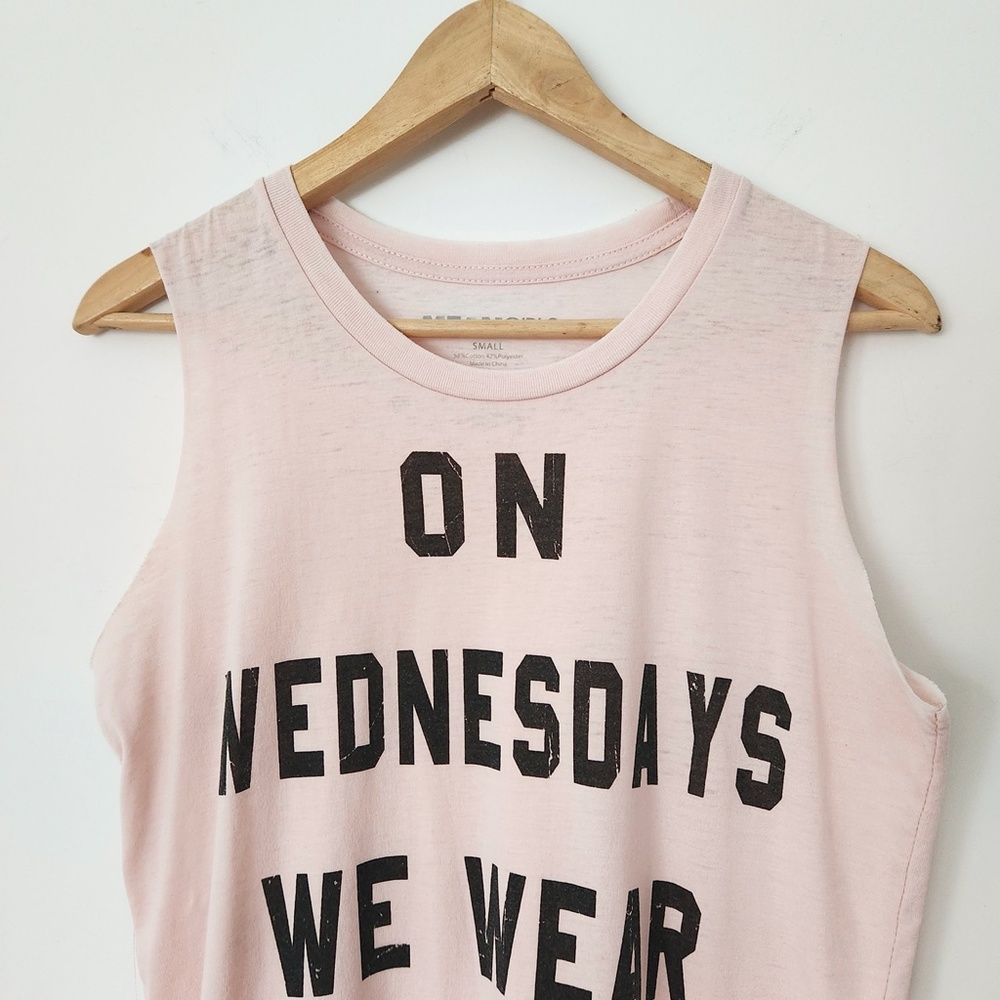 Y2K Mean Girls Pink Graphic Tank Top On Wednesdays We Wear Pink Movie Tee Small - Picture 3 of 12